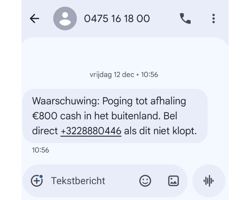 Voorbeeld 3 van een phishingbericht